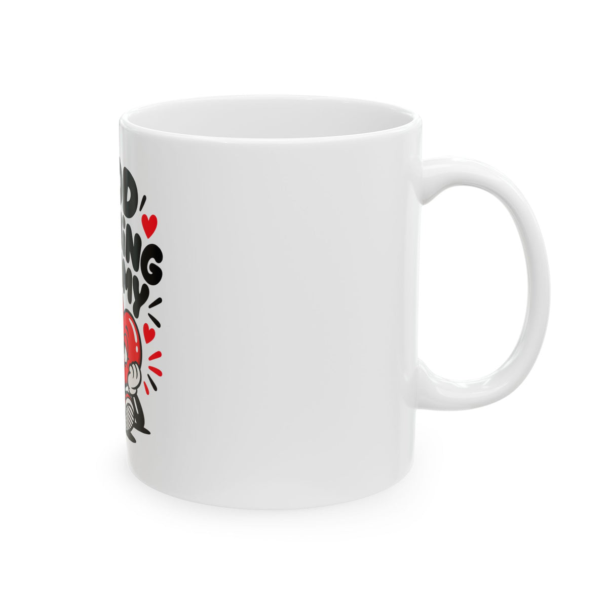 Good Morning Dummy 11 oz white ceramic coffee mug, product view 4