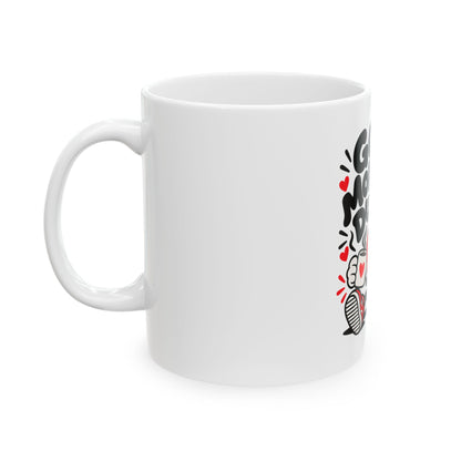 Good Morning Dummy 11 oz white ceramic coffee mug, product view 3