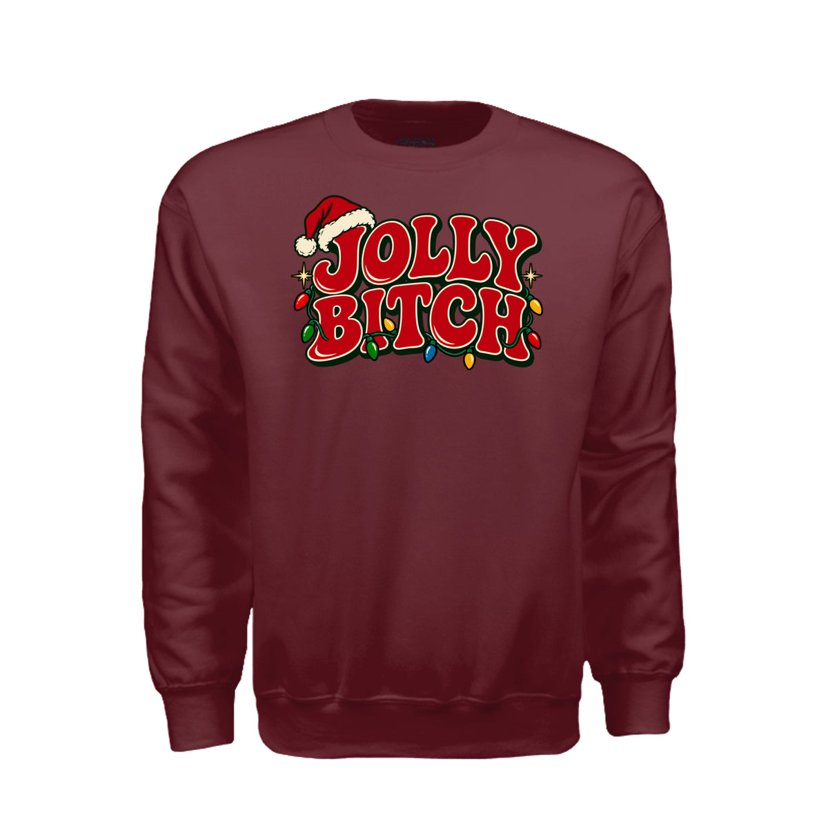 Jolly Bitch Funny Christmas Sweatshirt — Garnet / S