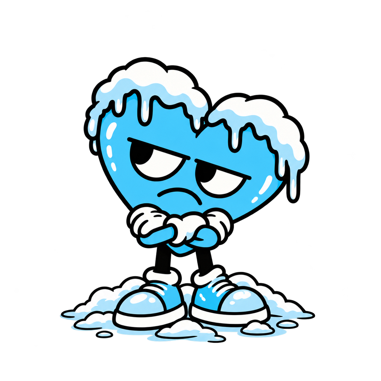 Frost, the unimpressed icy-blue heart with crossed arms